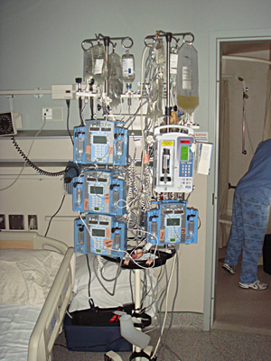 Marc's IV "Tree." It accompanied him everywhere. Chemo, fluids, nutrition, anti-rejection drugs.